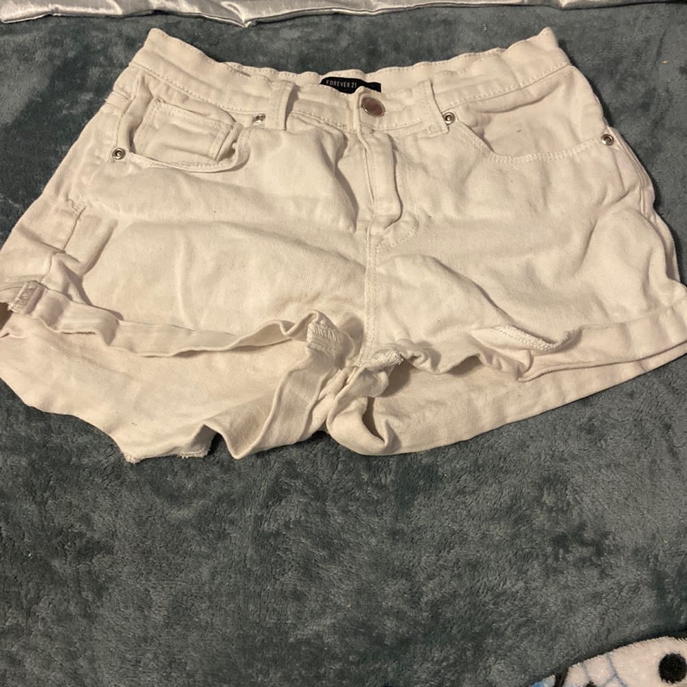White jean shorts